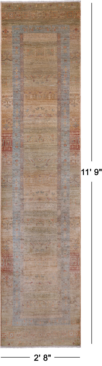 Tribal Persian Gabbeh Hand-Knotted Wool Runner Rug - 2' 8" X 11' 9"