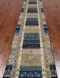 Tribal Persian Gabbeh Hand Knotted Wool Runner Rug - 2' 9" X 15' 1"