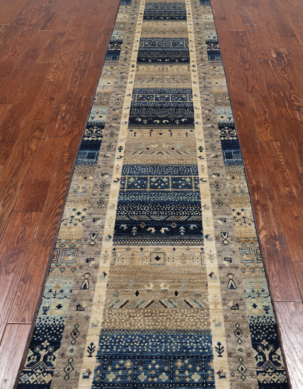 Tribal Persian Gabbeh Hand Knotted Wool Runner Rug - 2' 9" X 15' 1"