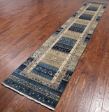 Tribal Persian Gabbeh Hand Knotted Wool Runner Rug - 2' 9" X 15' 1"