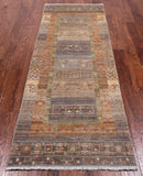 Tribal Persian Gabbeh Handmade Wool Runner Rug - 2' 9" X 7' 8"