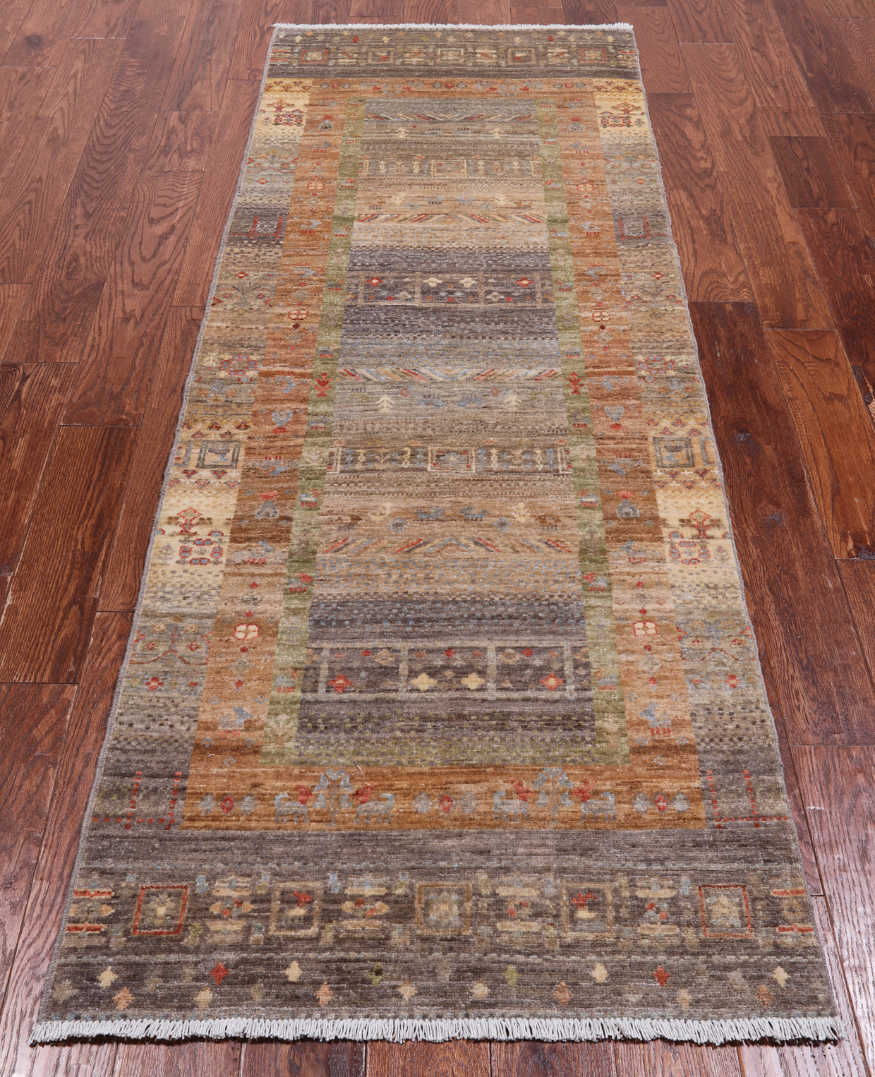 Tribal Persian Gabbeh Handmade Wool Runner Rug - 2' 9" X 7' 8"