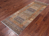 Tribal Persian Gabbeh Handmade Wool Runner Rug - 2' 9" X 7' 8"