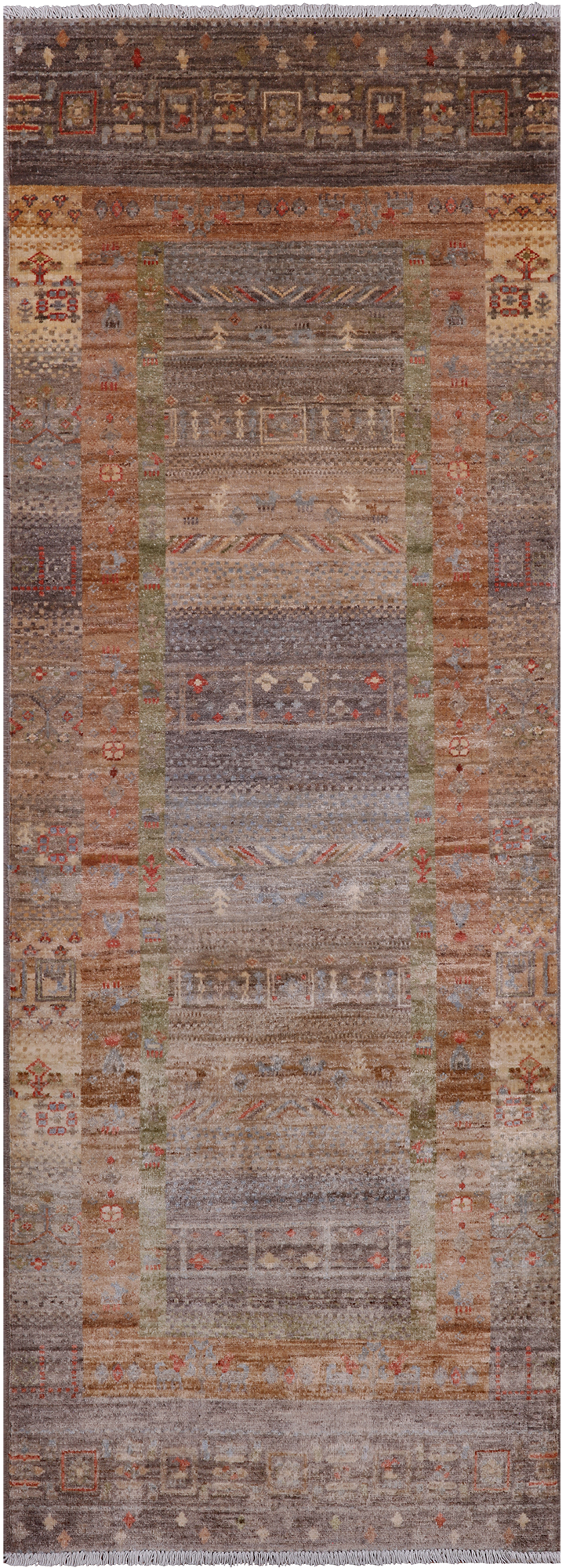 Tribal Persian Gabbeh Handmade Wool Runner Rug - 2' 9" X 7' 8"