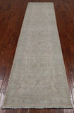 Ivory Peshawar Washed Out Hand-Knotted Wool Runner Rug - 2' 6" X 9' 9"