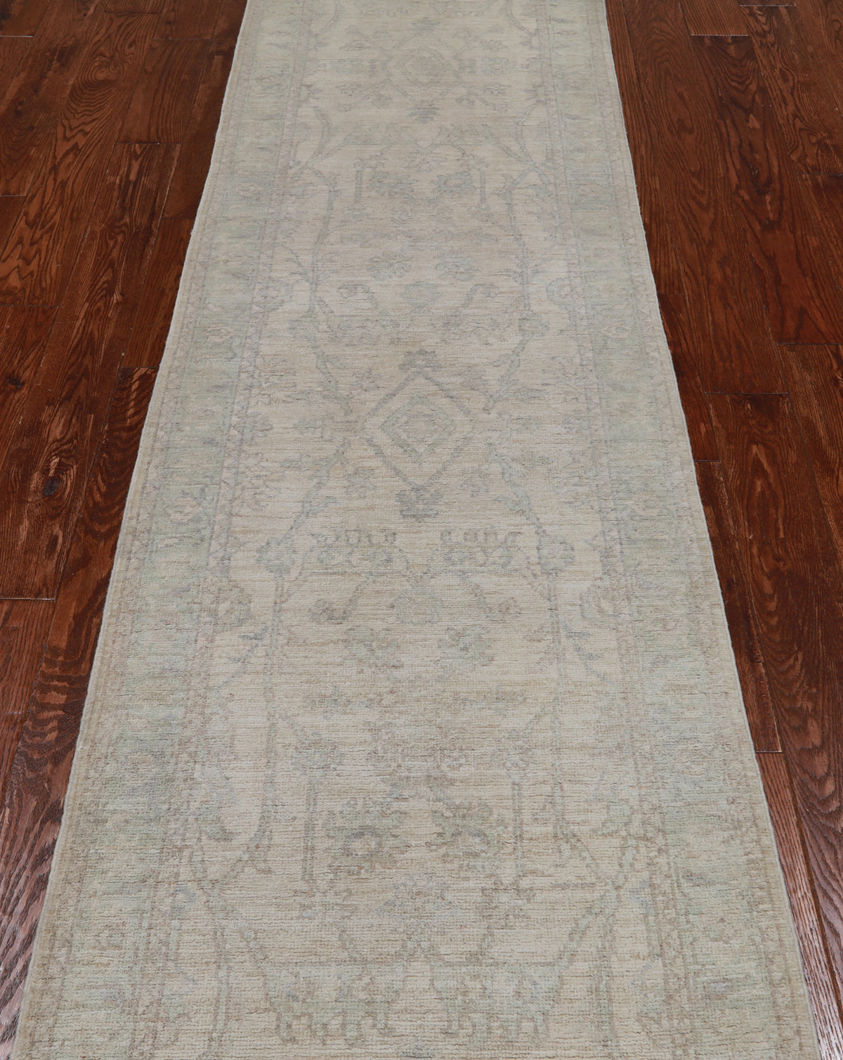 Ivory Peshawar Washed Out Hand-Knotted Wool Runner Rug - 2' 6" X 9' 9"