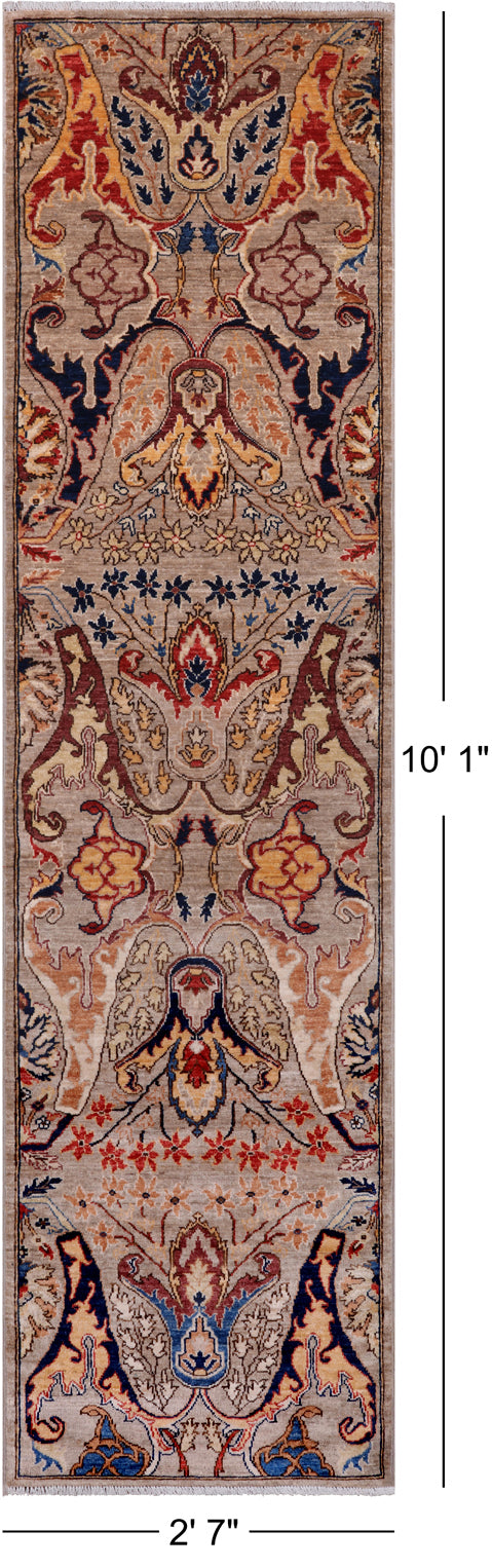 Persian Fine Serapi Handmade Wool Runner Rug - 2' 7" X 10' 1"