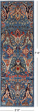 Blue Persian Fine Serapi Handmade Wool Runner Rug - 2' 6" X 7' 9"