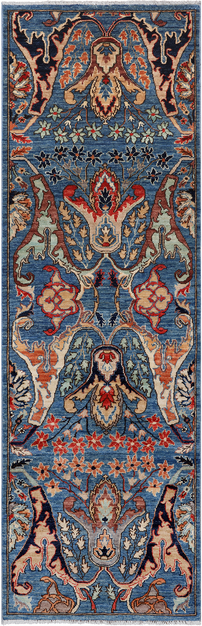 Blue Persian Fine Serapi Handmade Wool Runner Rug - 2' 6" X 7' 9"