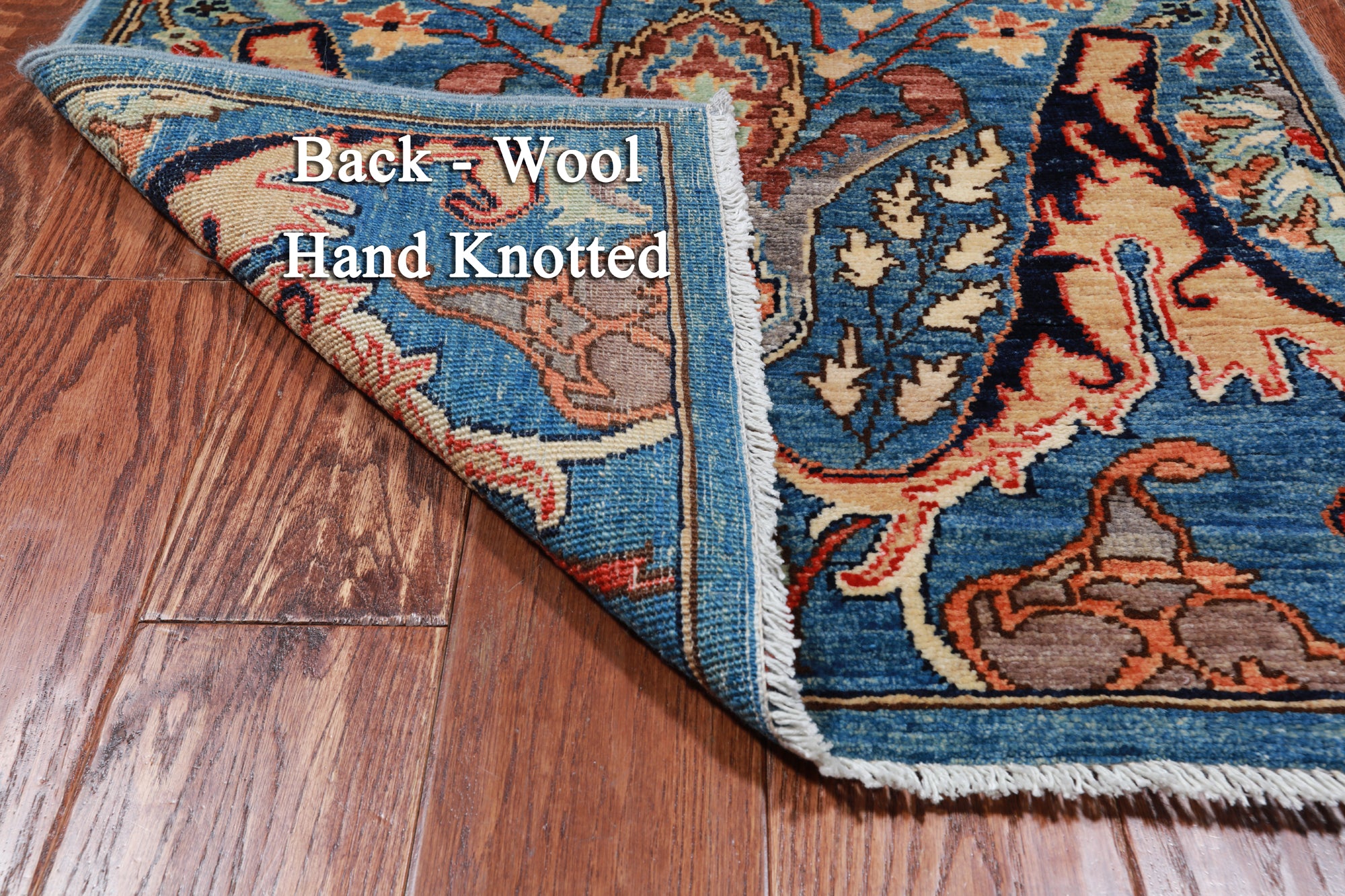 Blue Persian Fine Serapi Handmade Wool Runner Rug - 2' 6" X 7' 9"