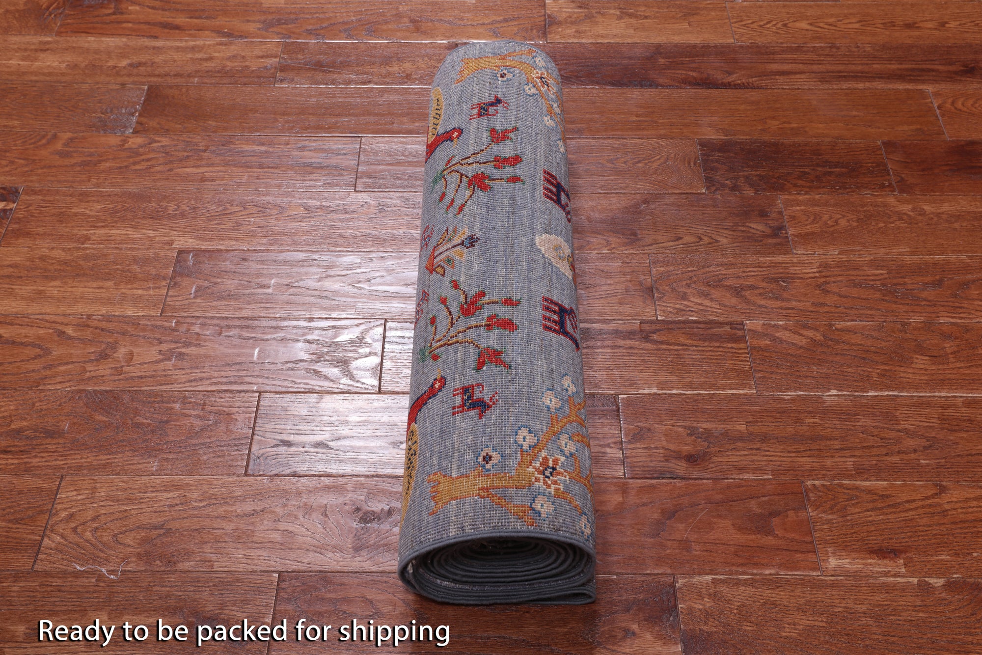 Grey Tree Of Life Persian Hand-Knotted Wool Runner Rug - 2' 6" X 12' 11"