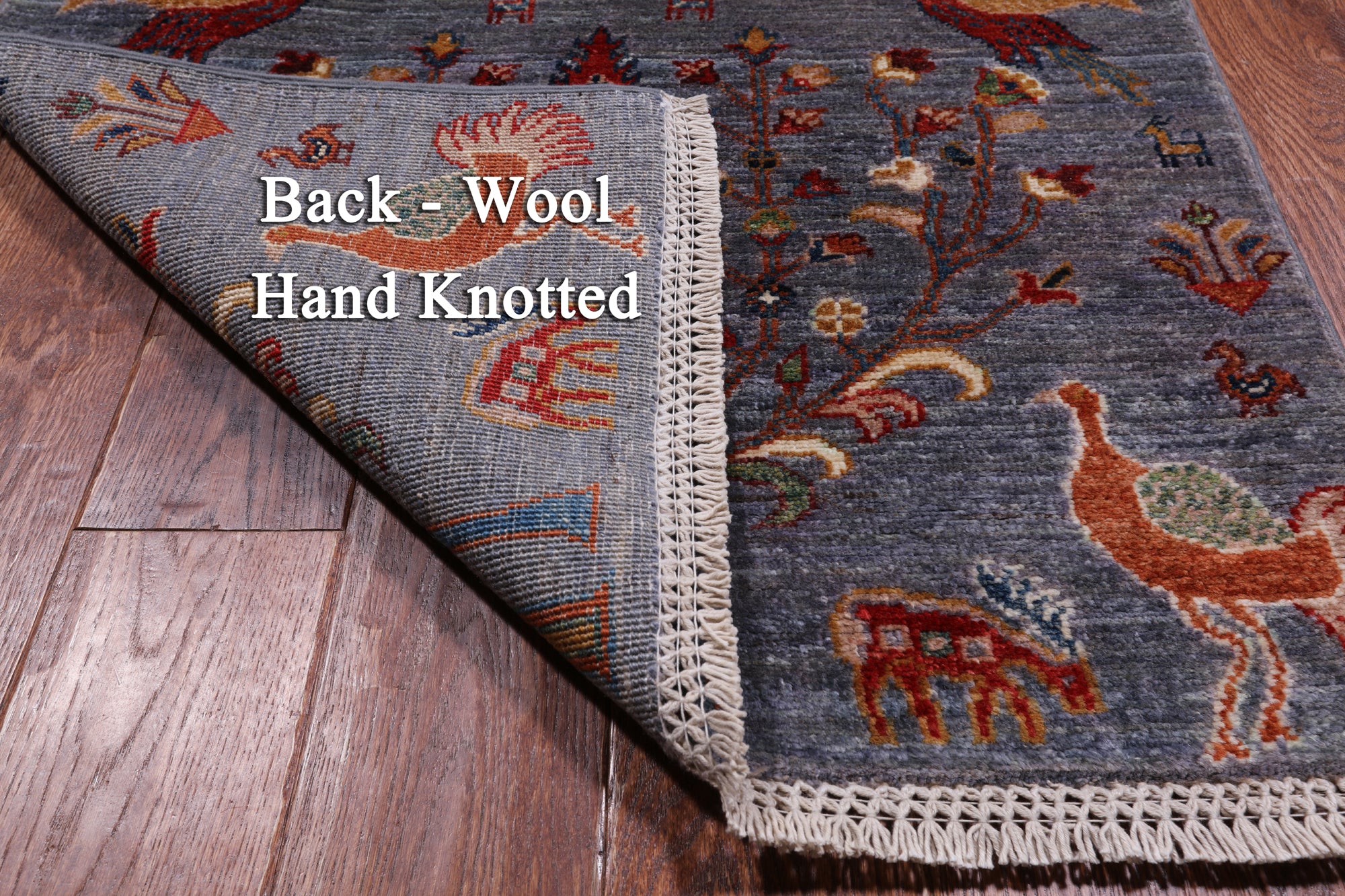 Grey Tree Of Life Persian Hand-Knotted Wool Runner Rug - 2' 6" X 12' 11"