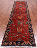 Red Persian Fine Serapi Handmade Wool Runner Rug - 3' 1" X 11' 9"