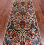 Silver Persian Fine Serapi Handmade Wool Runner Rug - 2' 9" X 10' 0"