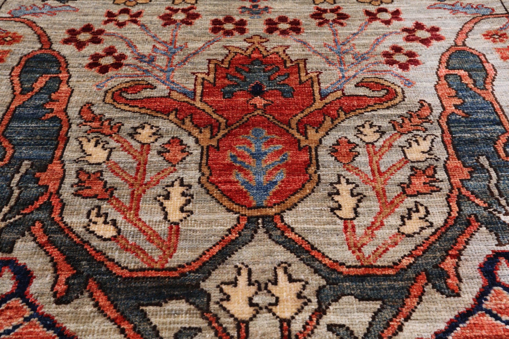 Silver Persian Fine Serapi Handmade Wool Runner Rug - 2' 9" X 10' 0"