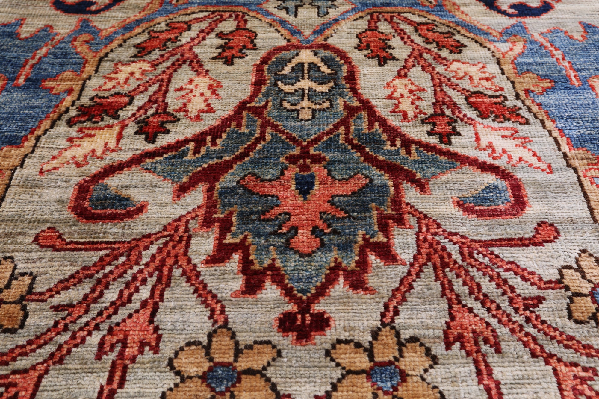 Silver Persian Fine Serapi Handmade Wool Runner Rug - 2' 9" X 10' 0"
