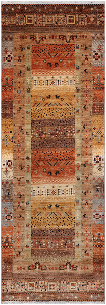 Tribal Persian Gabbeh Handmade Wool Runner Rug - 2' 9" X 7' 11"