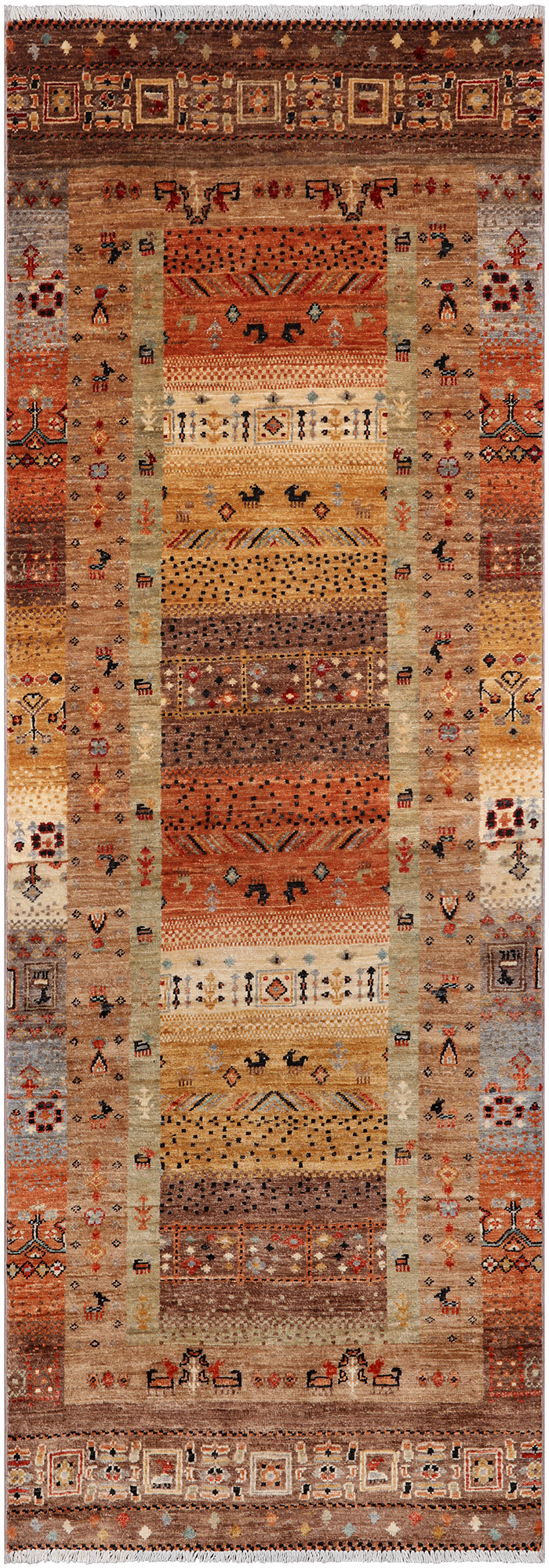 Tribal Persian Gabbeh Handmade Wool Runner Rug - 2' 9" X 7' 11"