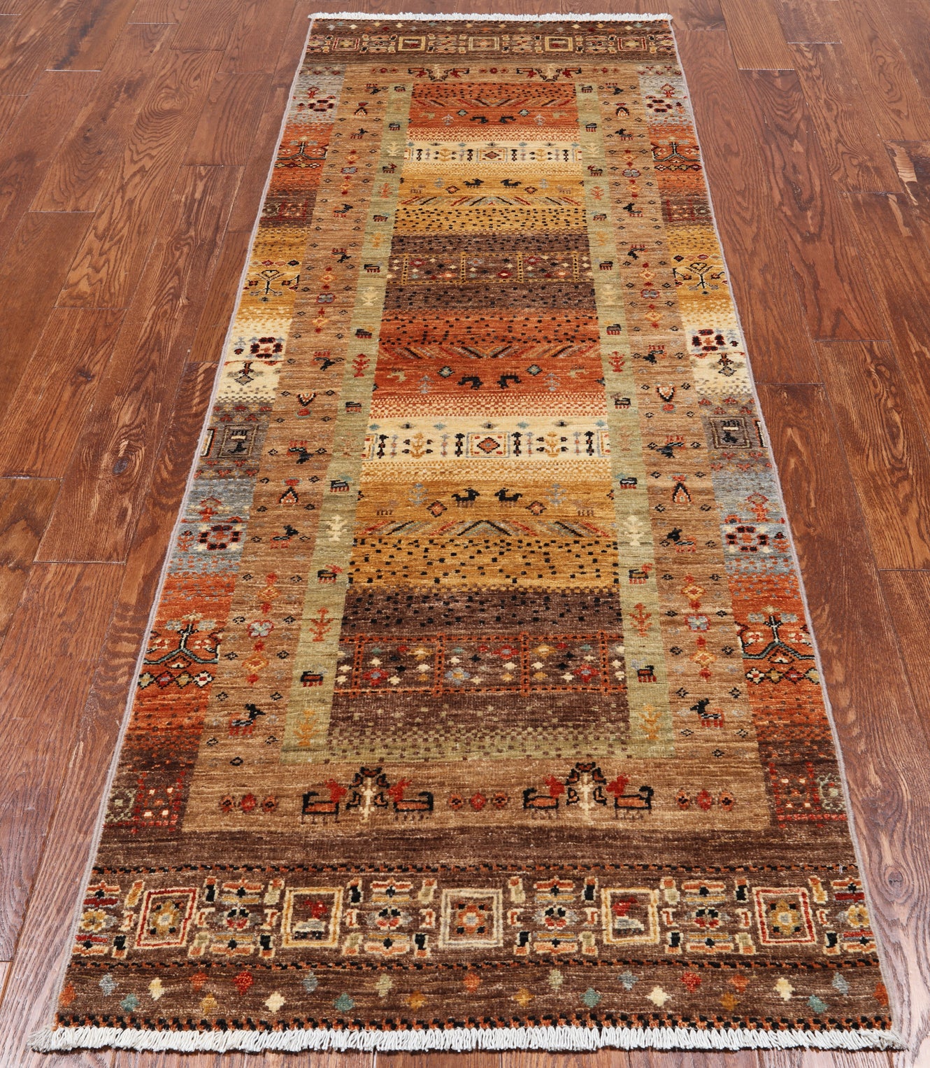 Tribal Persian Gabbeh Handmade Wool Runner Rug - 2' 9" X 7' 11"