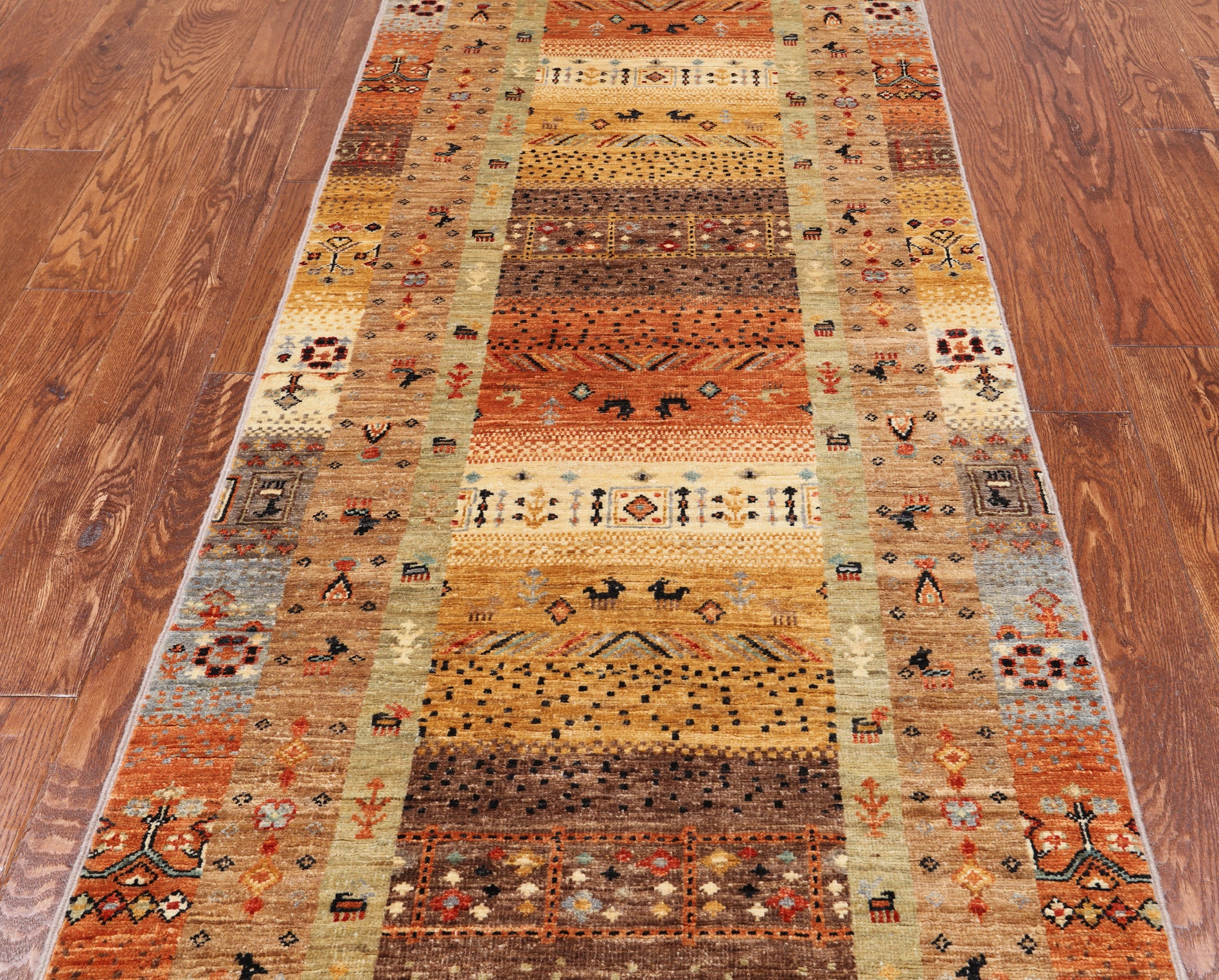 Tribal Persian Gabbeh Handmade Wool Runner Rug - 2' 9" X 7' 11"