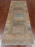 Tribal Persian Gabbeh Hand Knotted Wool Runner Rug - 2' 10" X 7' 8"