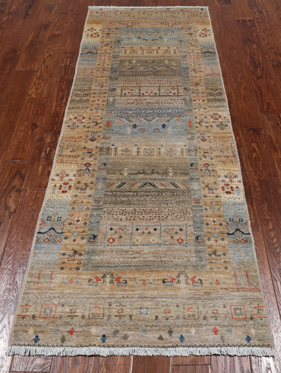 Tribal Persian Gabbeh Hand Knotted Wool Runner Rug - 2' 10" X 7' 8"