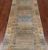 Tribal Persian Gabbeh Hand Knotted Wool Runner Rug - 2' 10" X 7' 8"