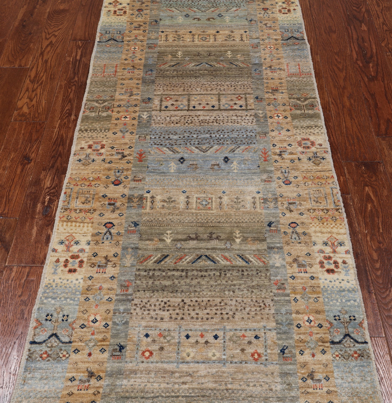 Tribal Persian Gabbeh Hand Knotted Wool Runner Rug - 2' 10" X 7' 8"