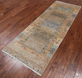 Tribal Persian Gabbeh Hand Knotted Wool Runner Rug - 2' 10" X 7' 8"