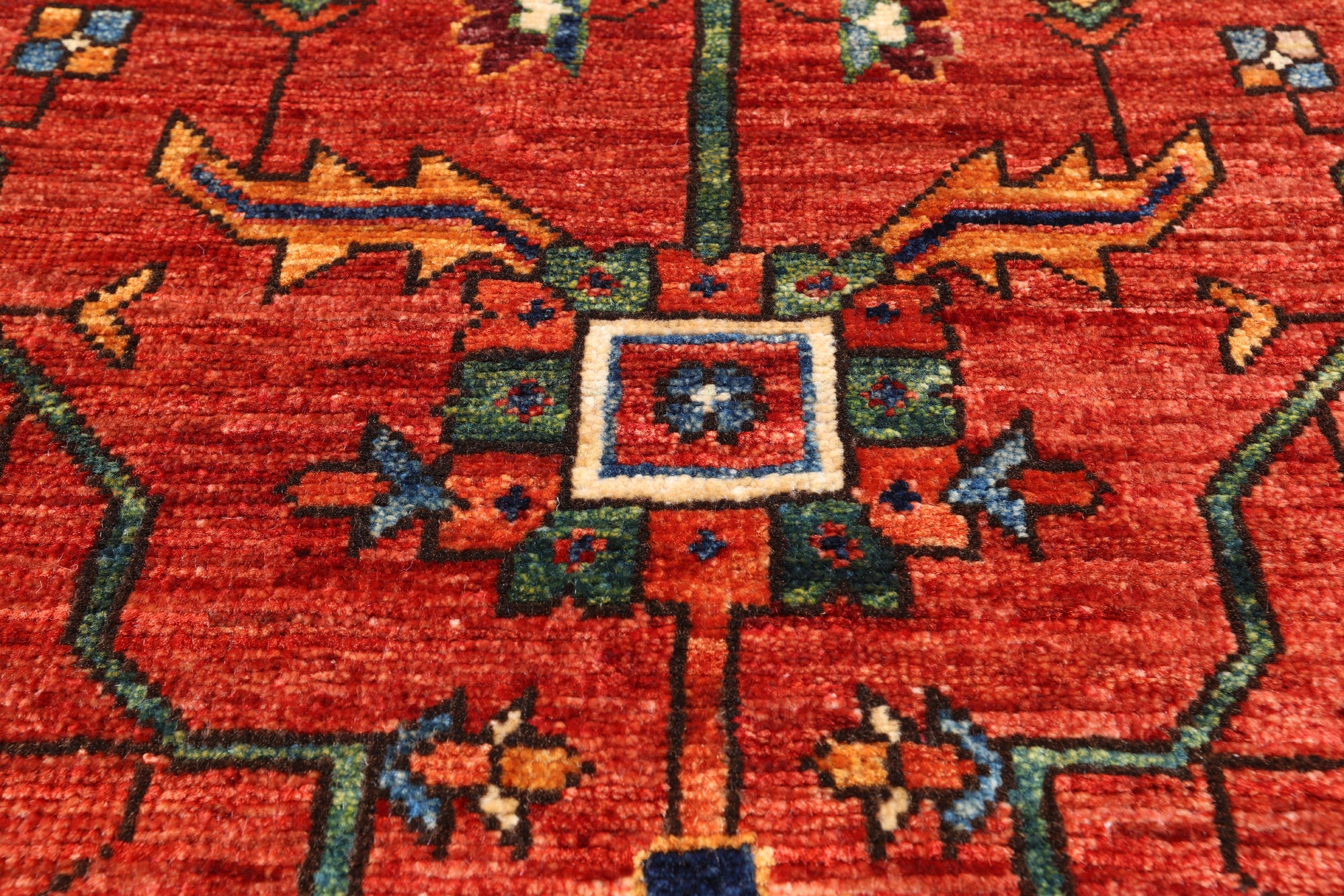 Rust Persian Fine Serapi Hand Knotted Wool Runner Rug - 4' 0" X 11' 3"