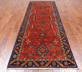 Rust Persian Fine Serapi Hand Knotted Wool Runner Rug - 4' 0" X 11' 3"