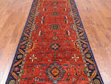 Rust Persian Fine Serapi Hand Knotted Wool Runner Rug - 4' 0" X 11' 3"