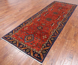 Rust Persian Fine Serapi Hand Knotted Wool Runner Rug - 4' 0" X 11' 3"