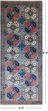 Blue Turkmen Ersari Hand Knotted Wool Runner Rug - 4' 0" X 9' 9"