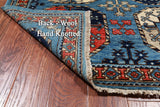 Blue Turkmen Ersari Hand Knotted Wool Runner Rug - 4' 0" X 9' 9"