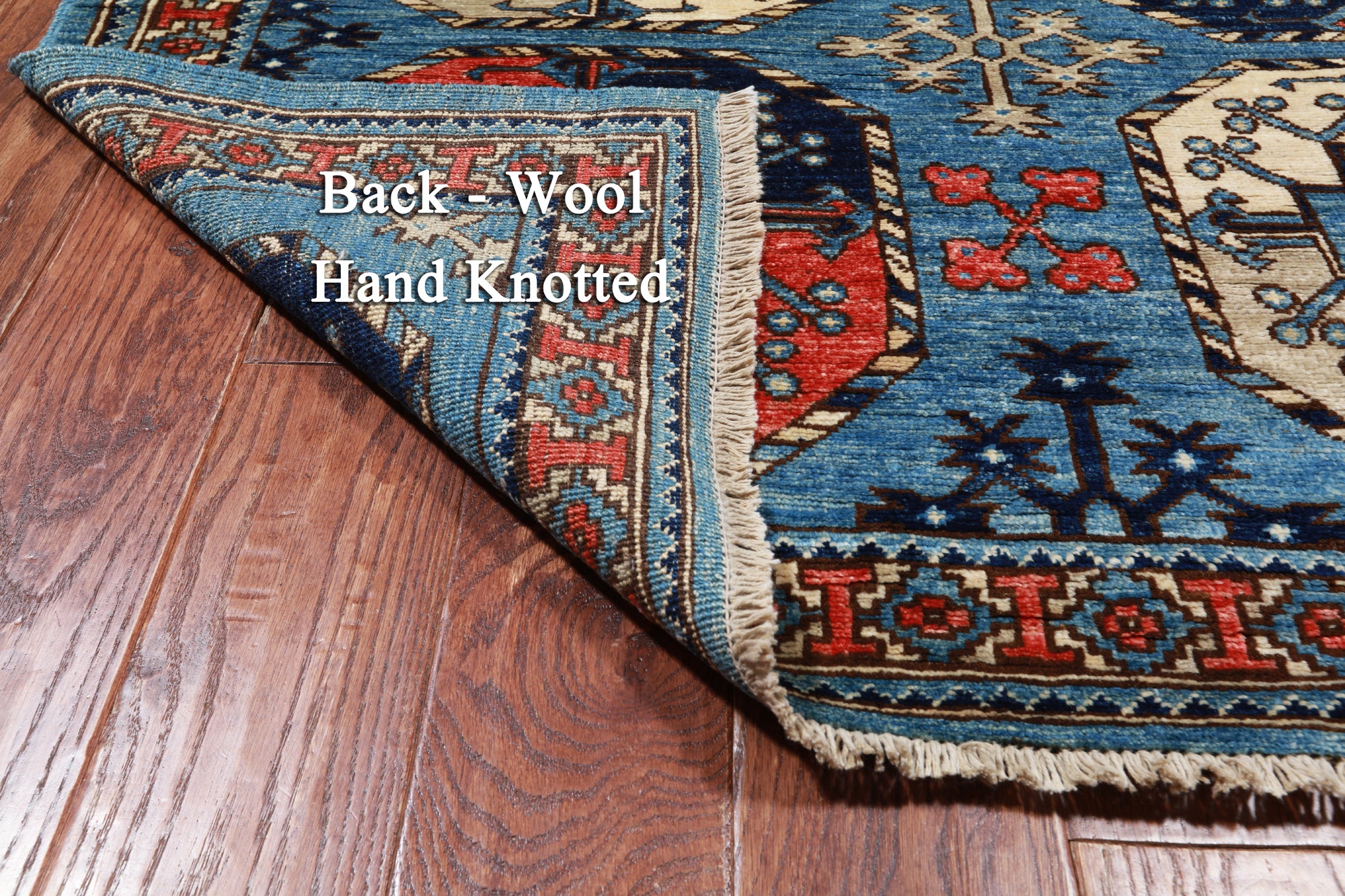 Blue Turkmen Ersari Hand Knotted Wool Runner Rug - 4' 0" X 9' 9"
