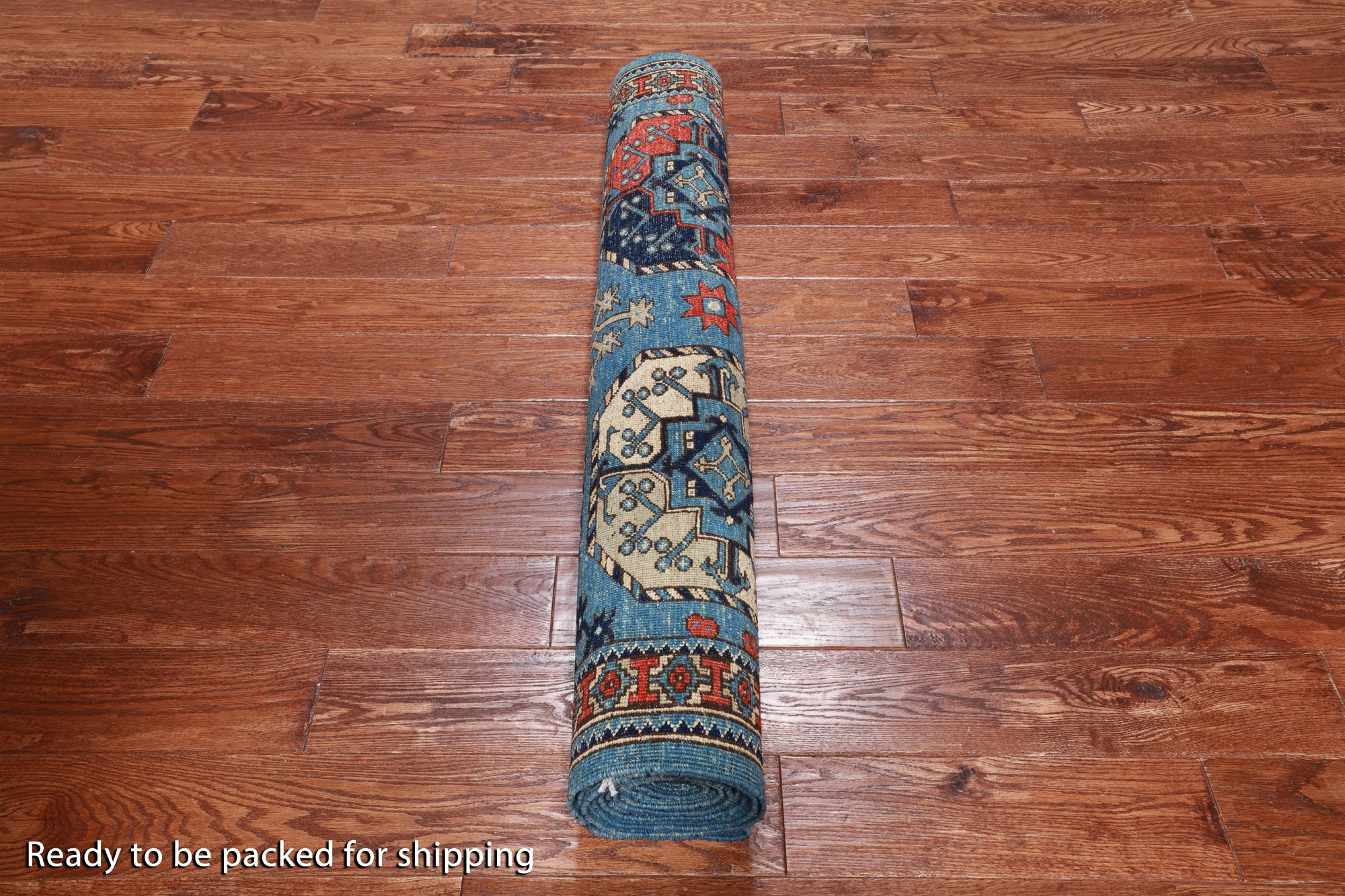Blue Turkmen Ersari Hand Knotted Wool Runner Rug - 4' 0" X 9' 9"