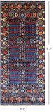 Blue Turkmen Ersari Handmade Wool Runner Rug - 4' 1" X 9' 5"