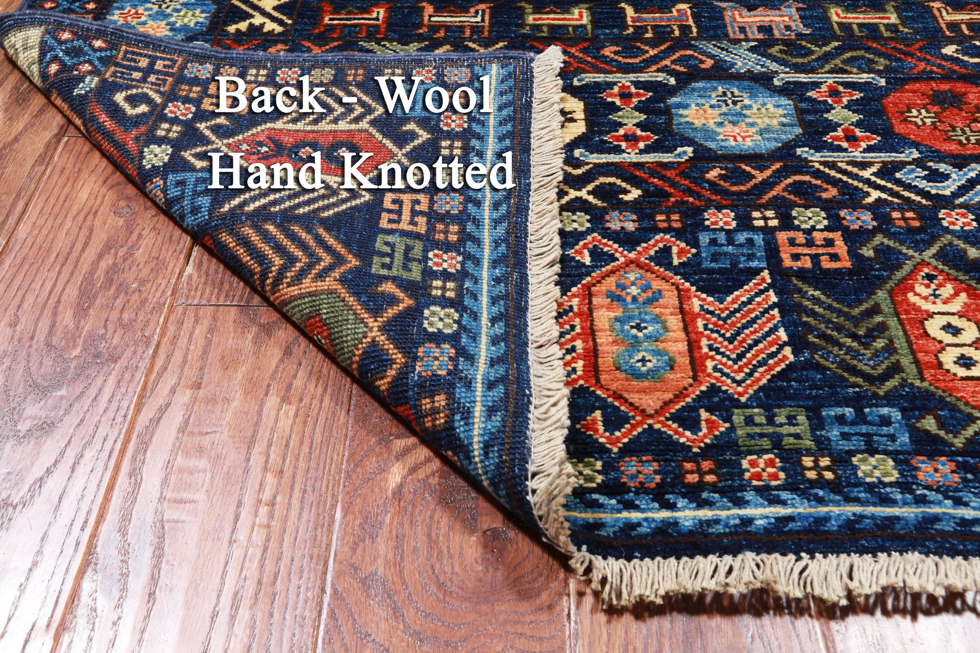 Blue Turkmen Ersari Handmade Wool Runner Rug - 4' 1" X 9' 5"