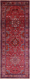 Red Vintage Persian Heriz Serapi Hand Knotted Wool Rug - 4' 8" X 12' 10"