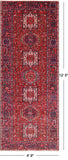 Red Vintage Persian Heriz Serapi Handmade Wool Rug - 4' 9" X 12' 5"