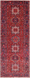 Red Vintage Persian Heriz Serapi Handmade Wool Rug - 4' 9" X 12' 5"