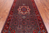 Navy Blue Vintage Persian Heriz Serapi Hand-Knotted Wool Rug - 4' 8" X 10' 7"