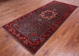 Navy Blue Vintage Persian Heriz Serapi Hand-Knotted Wool Rug - 4' 8" X 10' 7"