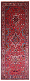 Red Vintage Persian Heriz Serapi Hand Knotted Wool Rug - 4' 11" X 12' 9"