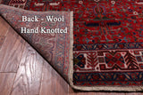 Red Vintage Persian Heriz Serapi Hand Knotted Wool Rug - 4' 11" X 12' 9"
