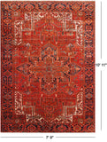 Red Vintage Persian Heriz Serapi Hand-Knotted Wool Rug - 7' 9" X 10' 11"