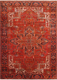 Red Vintage Persian Heriz Serapi Hand-Knotted Wool Rug - 7' 9" X 10' 11"