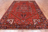 Red Vintage Persian Heriz Serapi Handmade Wool Rug - 8' 0" X 10' 6"