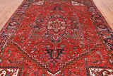 Red Vintage Persian Heriz Serapi Handmade Wool Rug - 8' 0" X 10' 6"